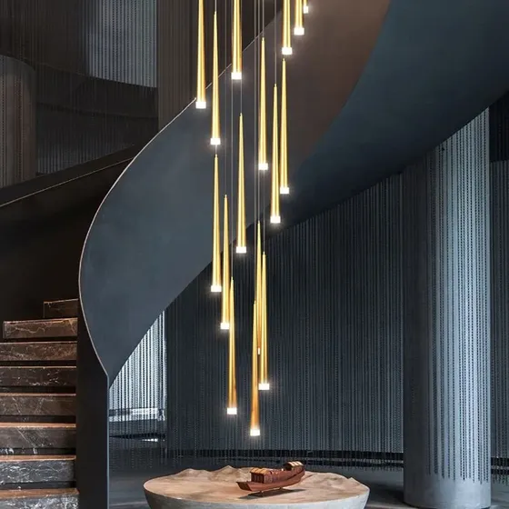 Candelabro Escalera Simple Luz Larga Lujo Duplex Villa