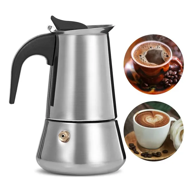 Cafetera Italiana Metálica Mediana Diseño Moderno Espresso