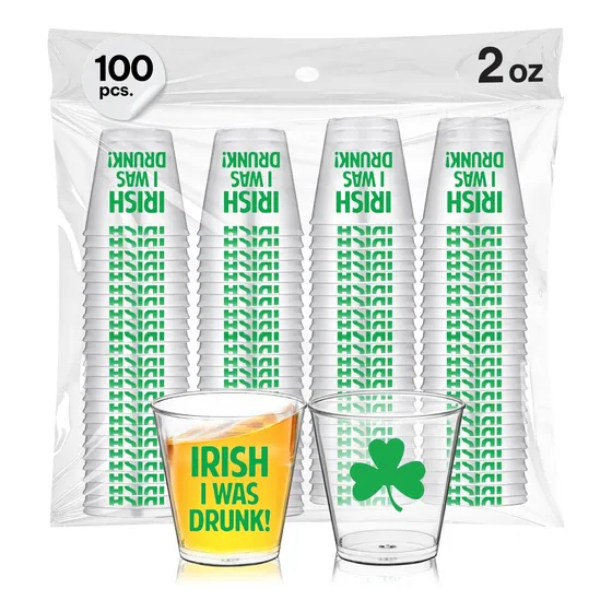 Irish I Wa Drunk Vaso Chupito Plastico Desechabl Para Dia 2