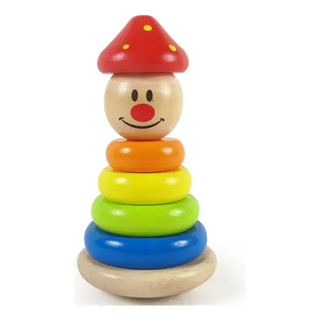 Juego De Aros Apilables De Madera Montessori Payaso Color Multicolor