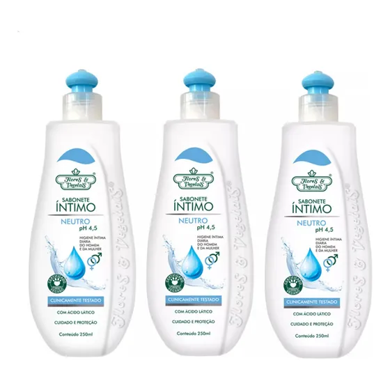 Kit Sabonete Íntimo Flores & Vegetais Neutro 250ml 3 Unidade