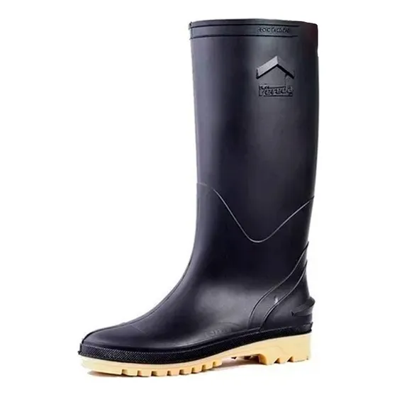 Botas De Caucho Color Negro Marca Vereda Suela Amarilla