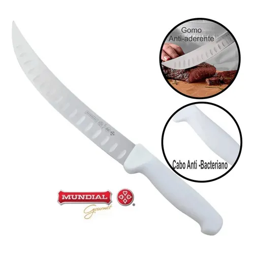 Faca Profissional 10'' Granton Edge Master Line Mundial Cor Branco