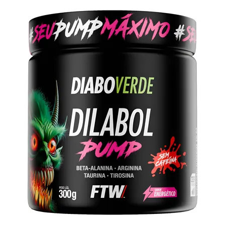 Dilabol Pump Pré Treino Pote 300g Sabor Energético Diabo Verde - Ftw
