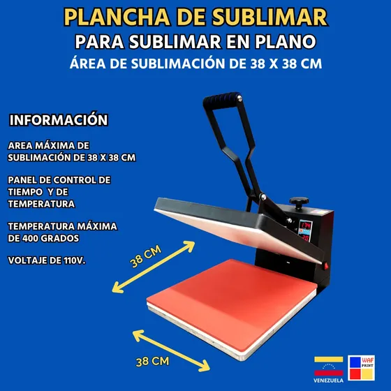 Plancha Para Sublimar Para Franelas De 38x38 Cm Waf Print