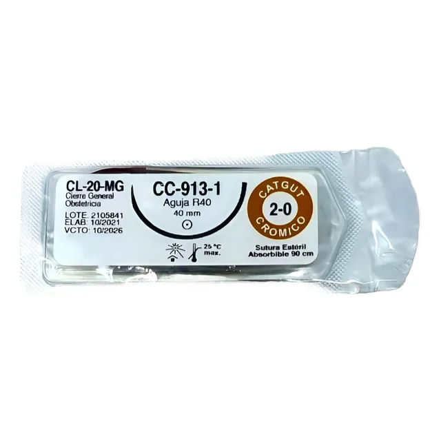 Sutura Catgut Cromico 2.0 Curva No Cortate Cc-913-1 Cierre