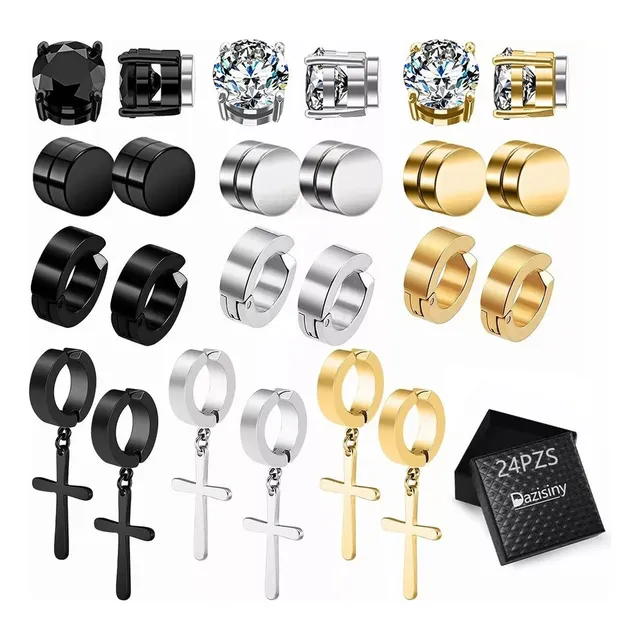 . 24pzs Piercing Falsos Aretes De Acero Inoxidable For