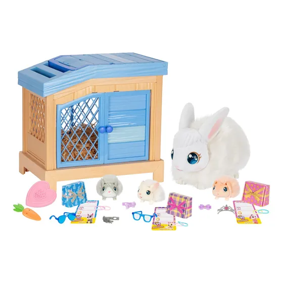 Conejito sorpresa de mamá de Toy Little Live Pets con 3 bebés que se separan