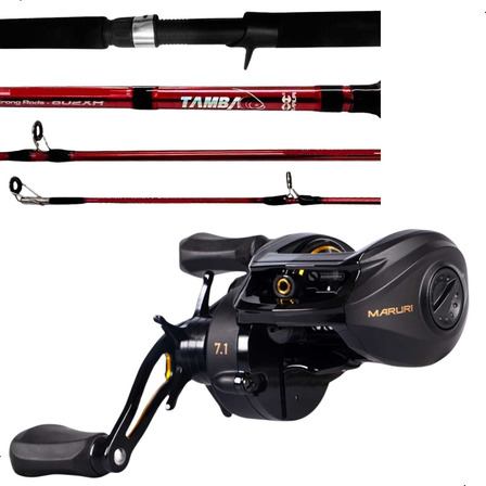 Kit Carretilha Maruri Black Tamba Pro + Vara Tamba 2,4m 80lb Kit Carretilha Maruri Black Tamba Pro + Vara Tamba 2,4m 80lb