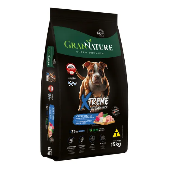 Ração Grannature Xtreme Super Premium Cães Filhote Médio E Grande Porte C/ Whey Alimento Sabor Frango Batata Doce E Beterraba 15 Kg