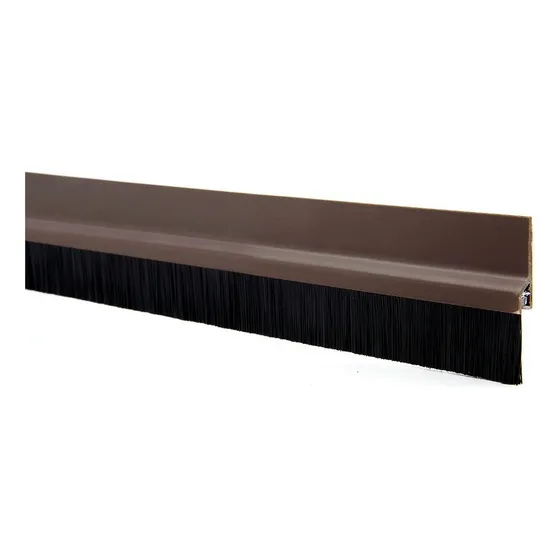 Zocalo Puerta Metalico Adhesivo Con Cepillo Burlete 100 Cm Color Marrón Oscuro Liso