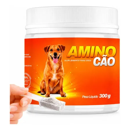 Aminocão Derme Suplemento Cães 300g Pelo Vitaminas Imunidade
