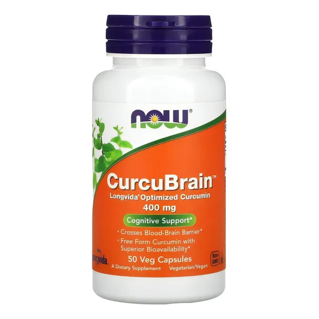 Curcubrain, apoyo cognitivo, 400 mg, 50 cápsulas de Now Foods