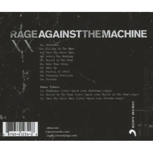 Cd da edição do 20º aniversário do Rage Against The Machine Xx