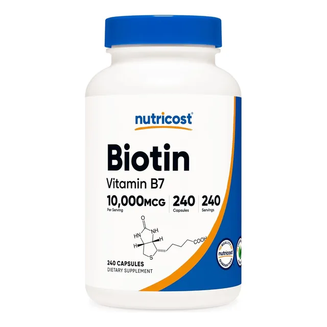 Biotin 10000 (vitamina B7) Suplemento Nutricost 240 Cápsulas
