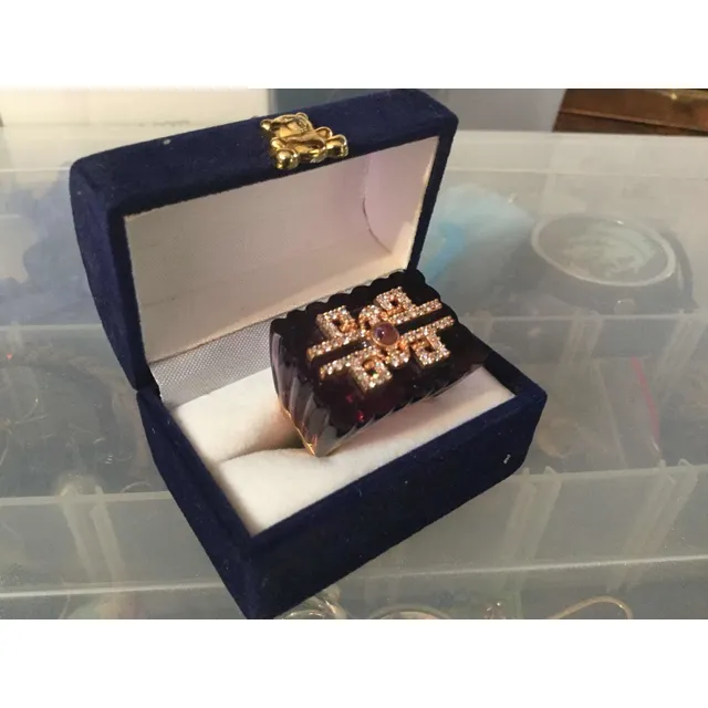 Anillo De Amatista Tallada Con Rubi Y Circonitas Talla 7
