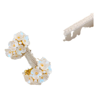 Aretes Chic Estilo Coreano Con Perlas Y Flores De Concha Aretes Chic Estilo Coreano Con Perlas Y Flores De Concha