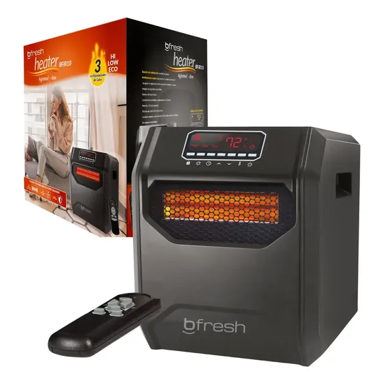 Estufa Eléctrica Infrarroja BFRESH BF-IR10 | 1500W, 6 Tubos de Cuarzo, LED, Control Remoto y Apagado Seguro | eficiencia y comodidad | Eco Calor eficiente