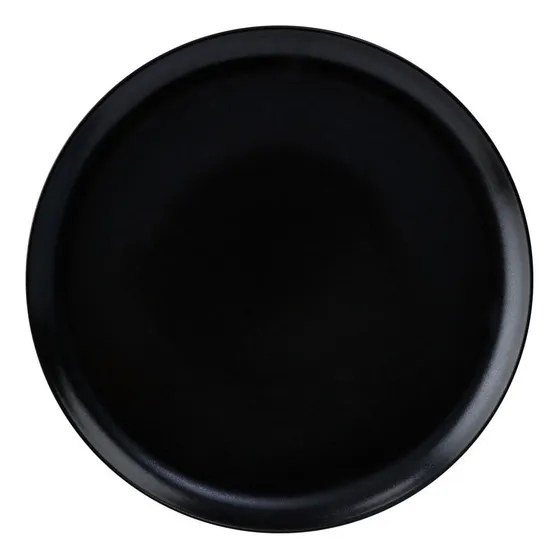 Plato Llano Porcelana 28,4cm Corona Negro Linea Hotelera