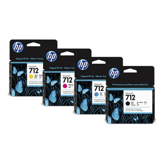 Kit 4 Cartuchos De Tinta Hp 712  Preto 38ml + Cores