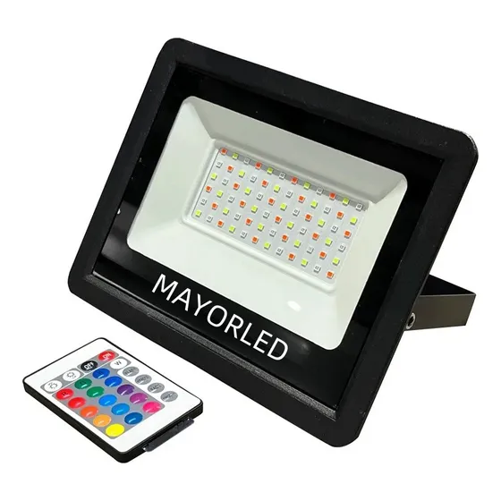 Mayorled Reflector LED 50W con luz rgb y carcasa negro 220V