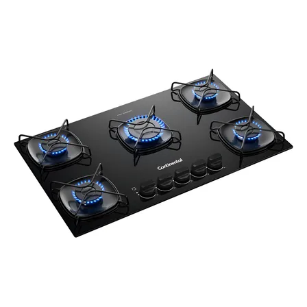 Cooktop Continental 5 Bocas Preto Com Mesa De Vidro (kc5gr) Preto