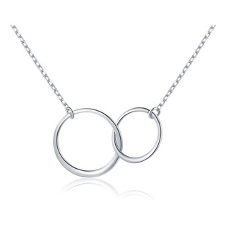 S925 Sterling Silver Dos Círculos Infinitos Entrelazados Col S925 Sterling Silver Dos Círculos Infinitos Entrelazados Col