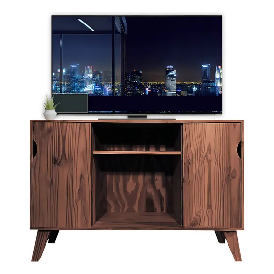 Mesa Tv Rack Retro Madera Pino Natural Macizo Nordico Color Cedro