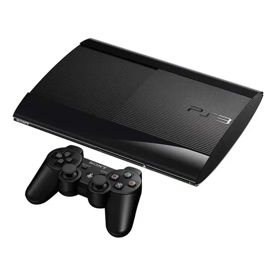 Playstation 3 Slim / Super Slim + 2 Controles + 1 Jogo Preto