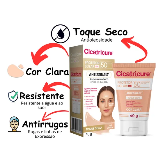 Protetor Solar Facial Cicatricure Fps50 Cor Clara Antissinai