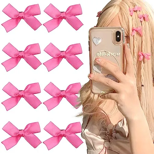 8pcs Rosa Arcono Pequeño Pelo Clips Para Las Niñas Vpc6f
