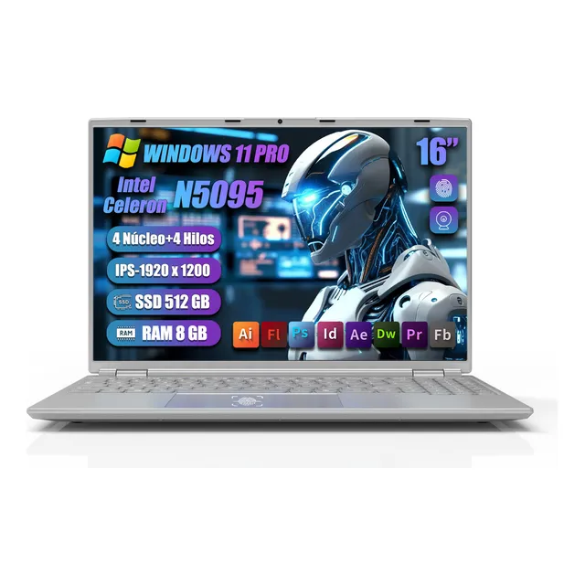 Ultrabook Bigview Xbook Plateado 16 Inch Laptop Gamer Intel Celeron N5095 Notebook 8gb De Ram 512gb Ssd Intel Uhd Graphics 600 Top 60 Hz 1920x1200px 16:10 Windows 11 Pro Plateada