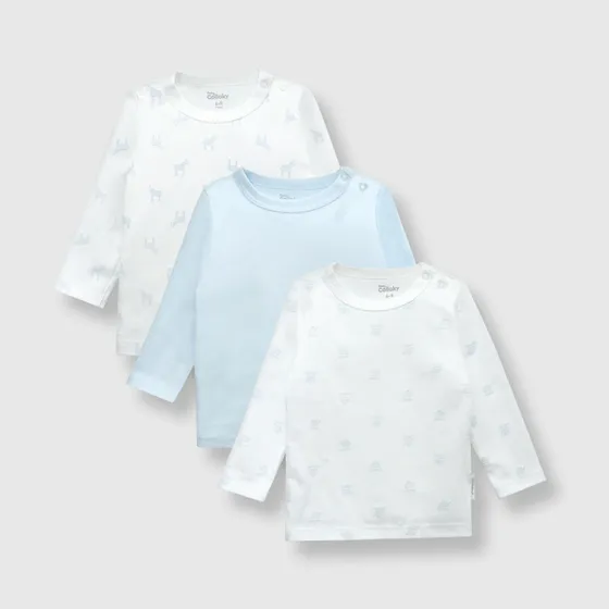 Camiseta 3 Pack De Bebé Niño Celeste (0 A 24 Meses) Colloky