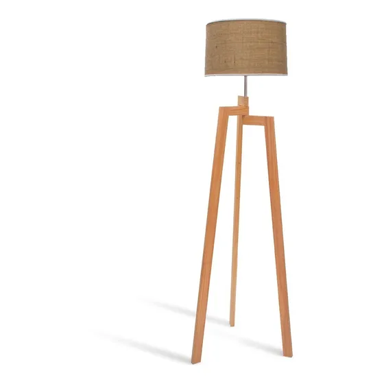 Lampara De Pie Tripode Madera Modelo Nordic