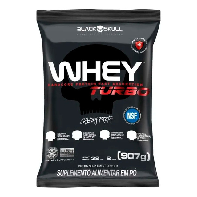 Whey Turbo Refil 907g - Black Skull - Caveira Preta