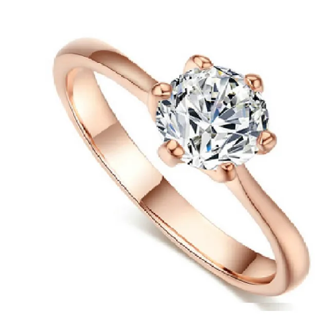 Anillo Compromiso Oro Rosa 18k Con Cristales Mujer Amor