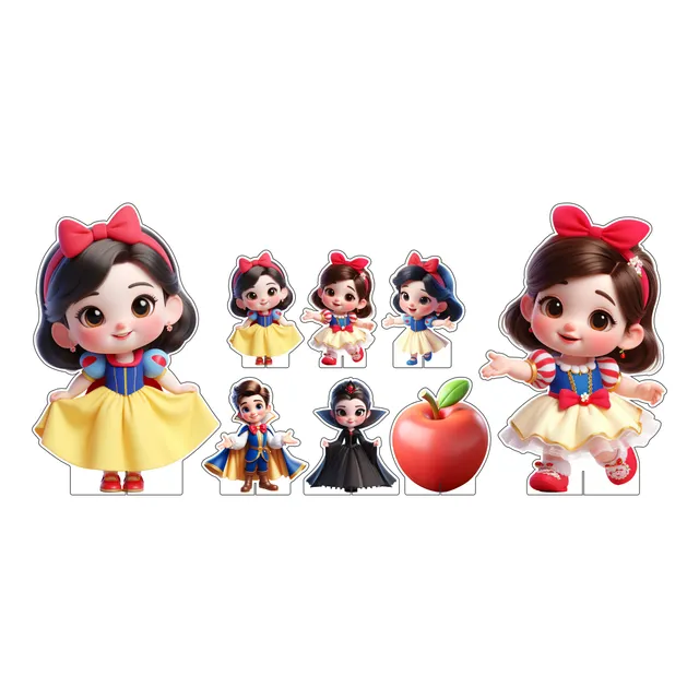 Kit Display Chão + Mesa Festa Branca De Neve Cute 3d
