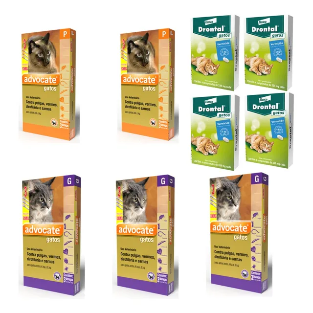 2 Advocate Gatos Até 4kg+ 3advocate 4a8kg 4drontal Gato Comp