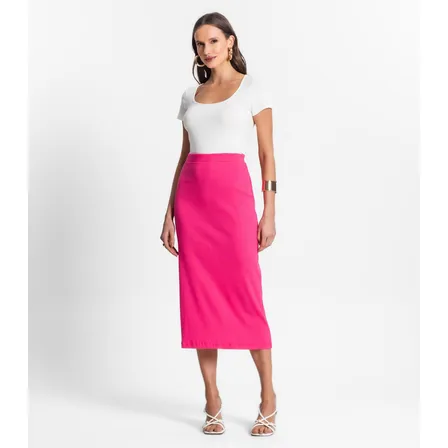Saia Midi De Ribana Feminina Endless Rosa