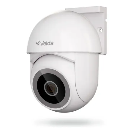 Câmera de Segurança Wi-Fi 2K Velds, 360° Externo Visão Noturna e Detecção Humana, Branco