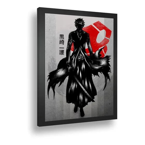 Quadro Emoldurado Poste Bleach Ichigo Espada Classico A3