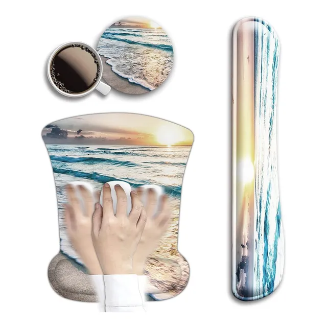 Set 3 Alfombrilla Mouse Pad Ergonómica Reposa Muñecas Flor