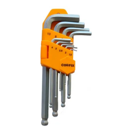 Juego De Llave Allen Hexagonal Brazo Corto 9 Pcs Coofix