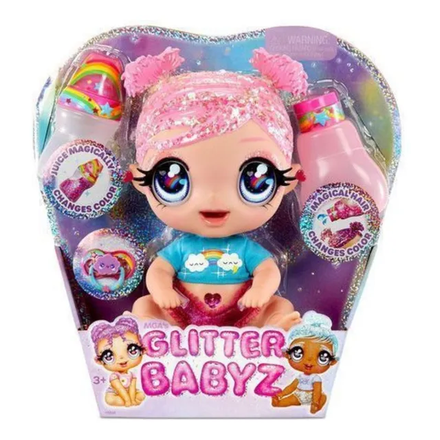 Muñeca Glitter Babyz Cambio De Colores Traje De Arcoiris