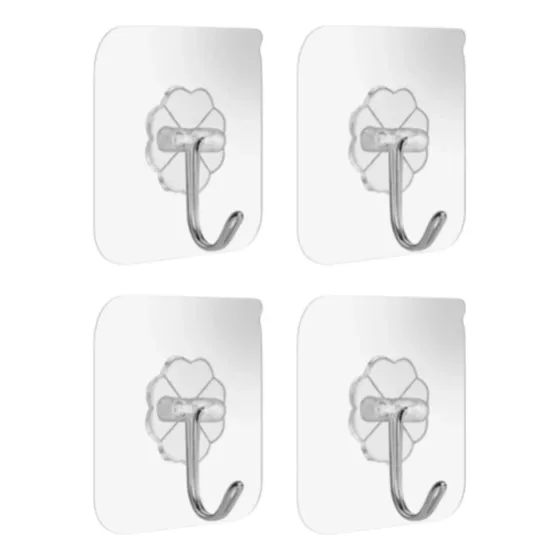 Pack X4 Soporte Autoadhesivo Gancho Para Colgar Sin Perforar