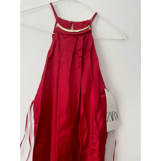 Zara Vestido Largo Talla M Rojo Nuevo Importado Con Etiqueta