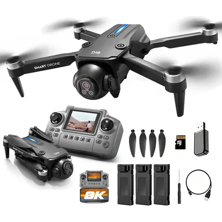 Drone Ourlife Cámara 8k Pantalla Control Remoto 3 Baterías Negro