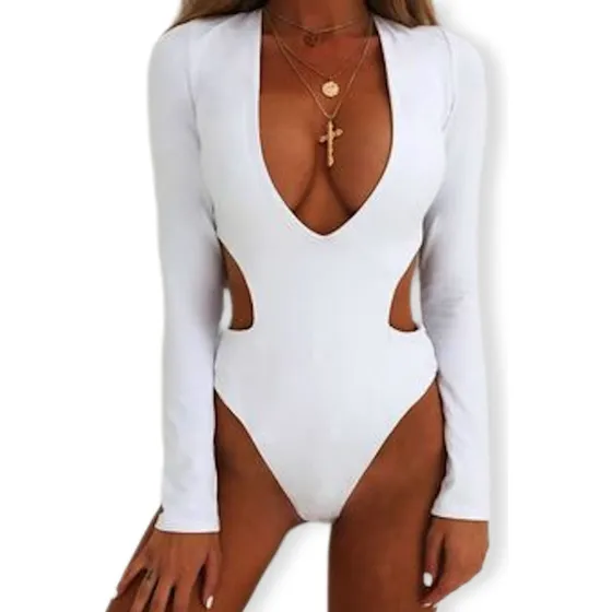 Traje De Baño Enterizo Con Manga Larga
