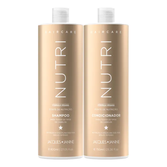 Jacques Janine Hair Care Nutri Shampoo Sem Sal 800ml + Condicionador 750ml Nutrição Brilho Maciez Intenso