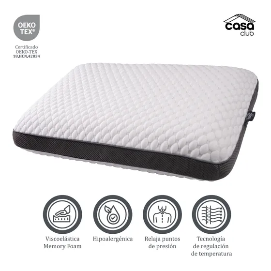 Almohada Memory Foam Casa Club Full-queen De Lujo Con Forro